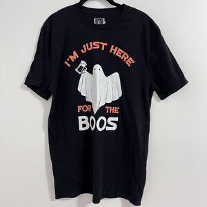 IML Black Funny‎ Halloween T-shirt Size L Haunted I'm Just Here For The Boos